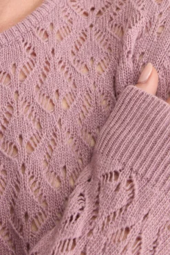 Girocollo Lana e Cashmere Traforato in Punto Pizzo - LILLA