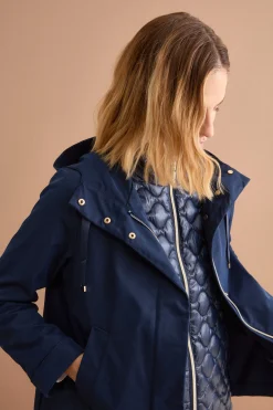 Giubbotto Impermeabile con Cappuccio e Gilet Removibile - BLU