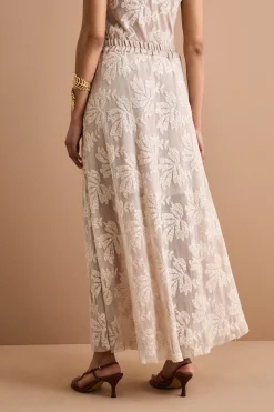 Gonna Lunga in Tulle con Paillettes - ECRU