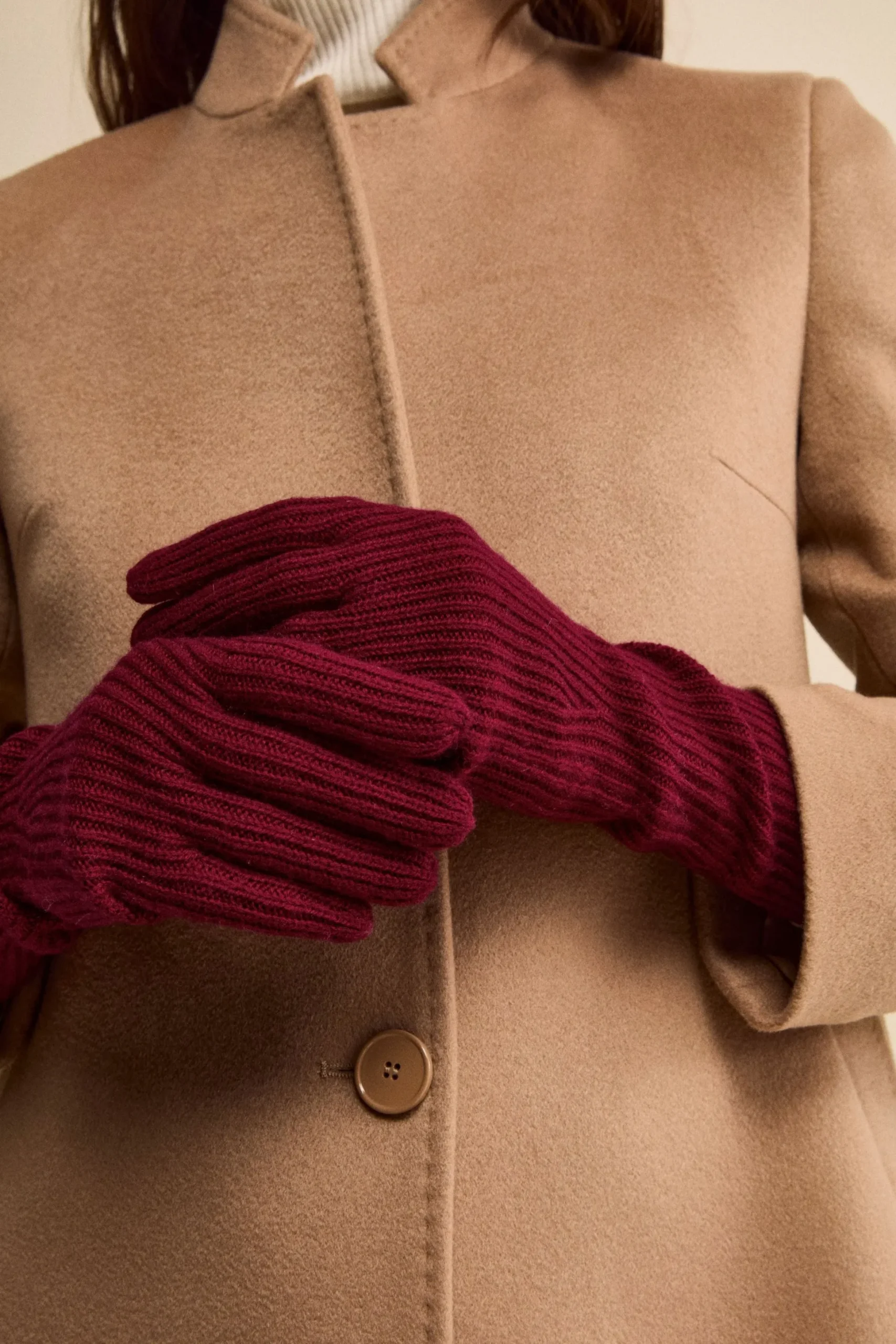 Guanto a Coste in Lana e Cashmere - VINO