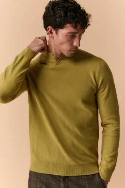 Lupetto con Spacco in Lana e Cashmere - LIME