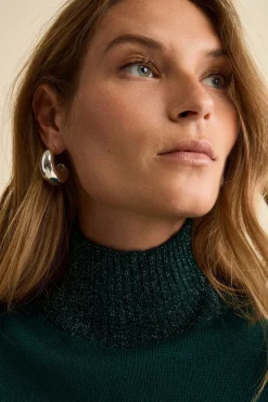 Lupetto in Lana Merino con Bordi in Lurex - VERDE