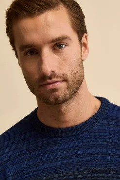 Maglia a Righe in Lana Merino - BLU APERTO