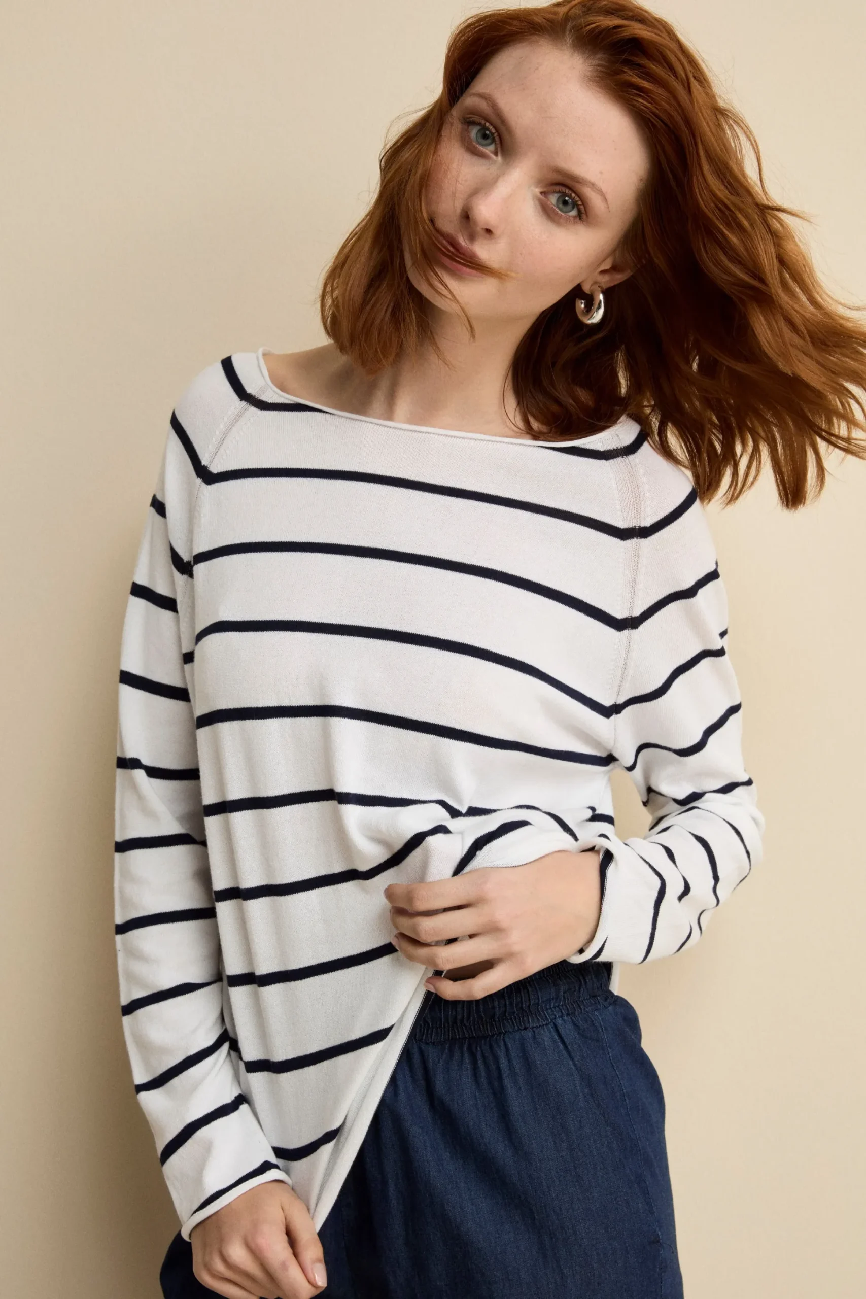 Maglia Barchetta Raglan in Cotone - RIGATO BIANCO/BLU