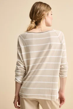 Maglia Barchetta Raglan in Cotone - RIGATO BIANCO/BEIGE