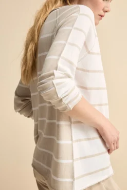 Maglia Barchetta Raglan in Cotone - RIGATO BIANCO/BEIGE