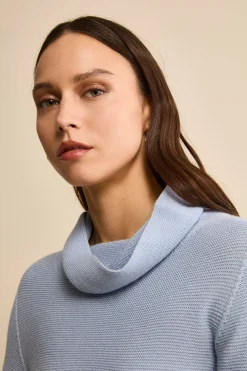 Maglia con Spacchi in Lana Merino - AZZURRO