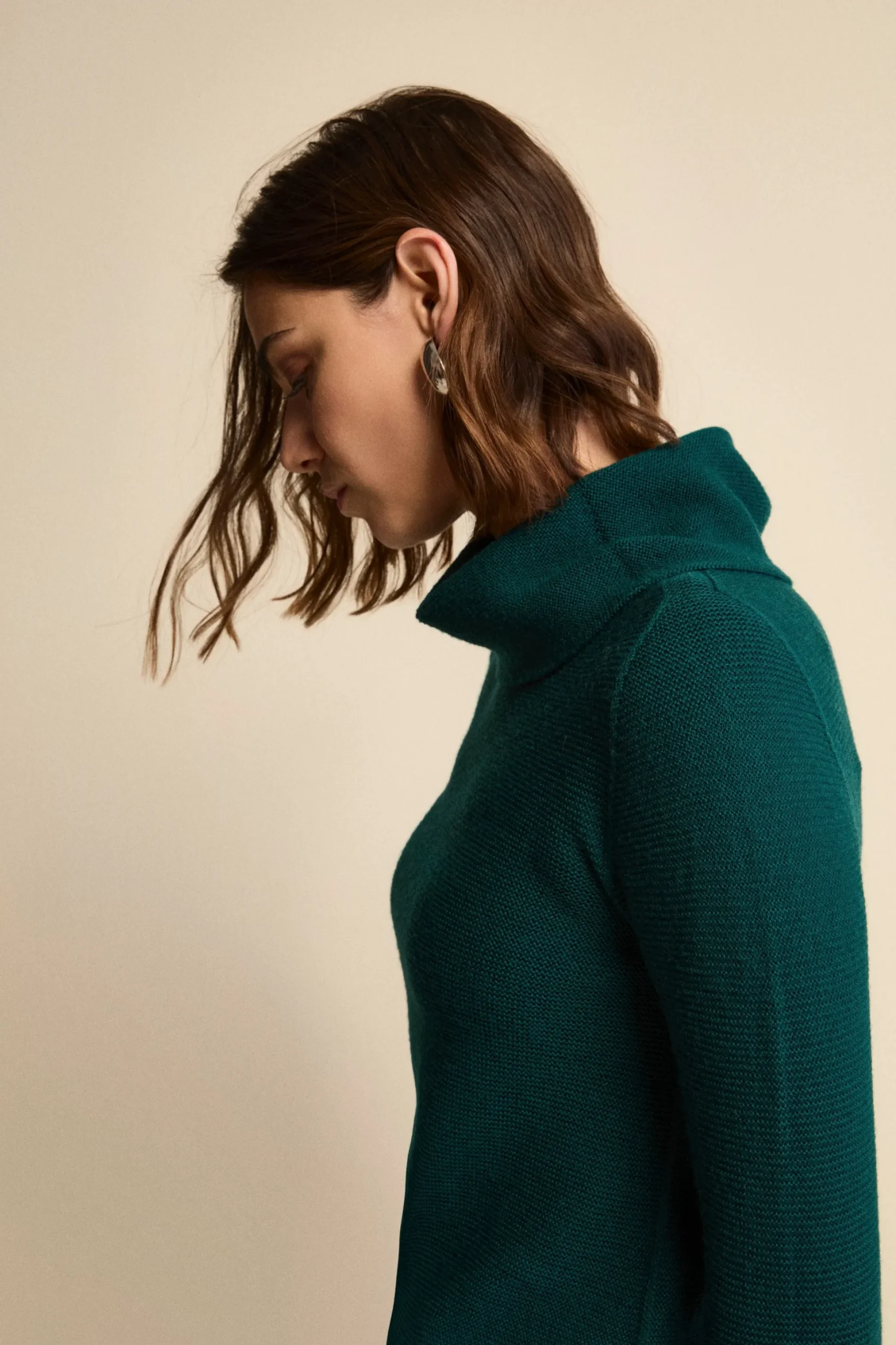 Maglia con Spacchi in Lana Merino - VERDE