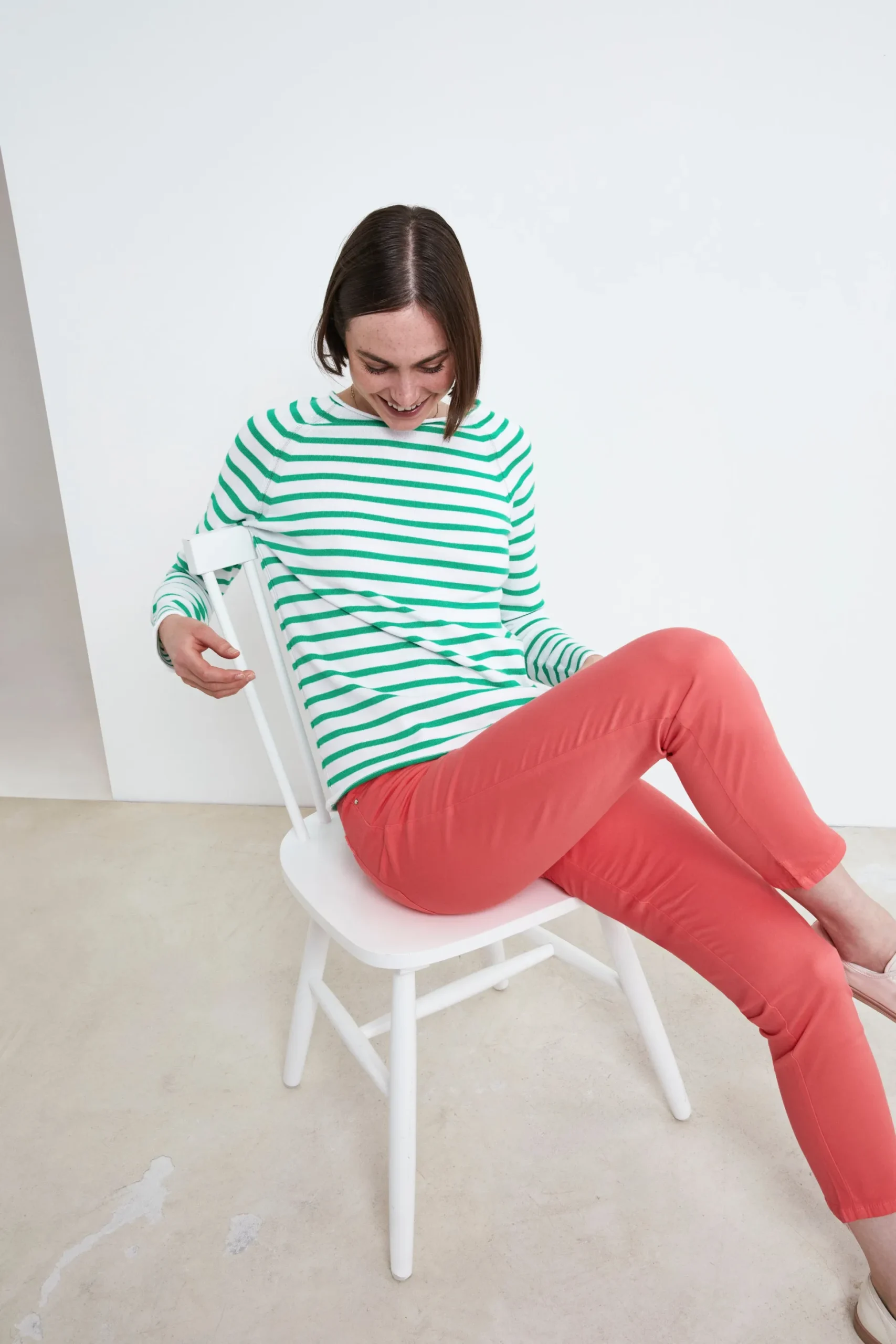 Maglia fantasia in cotone - BIANCO/VERDE