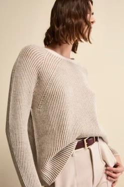 Maglia Fantasia in Lana Merino a Costa Inglese - FANT. BEIGE