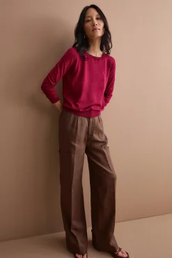 Maglia Girocollo Boxy in Cotone - BORDEAUX