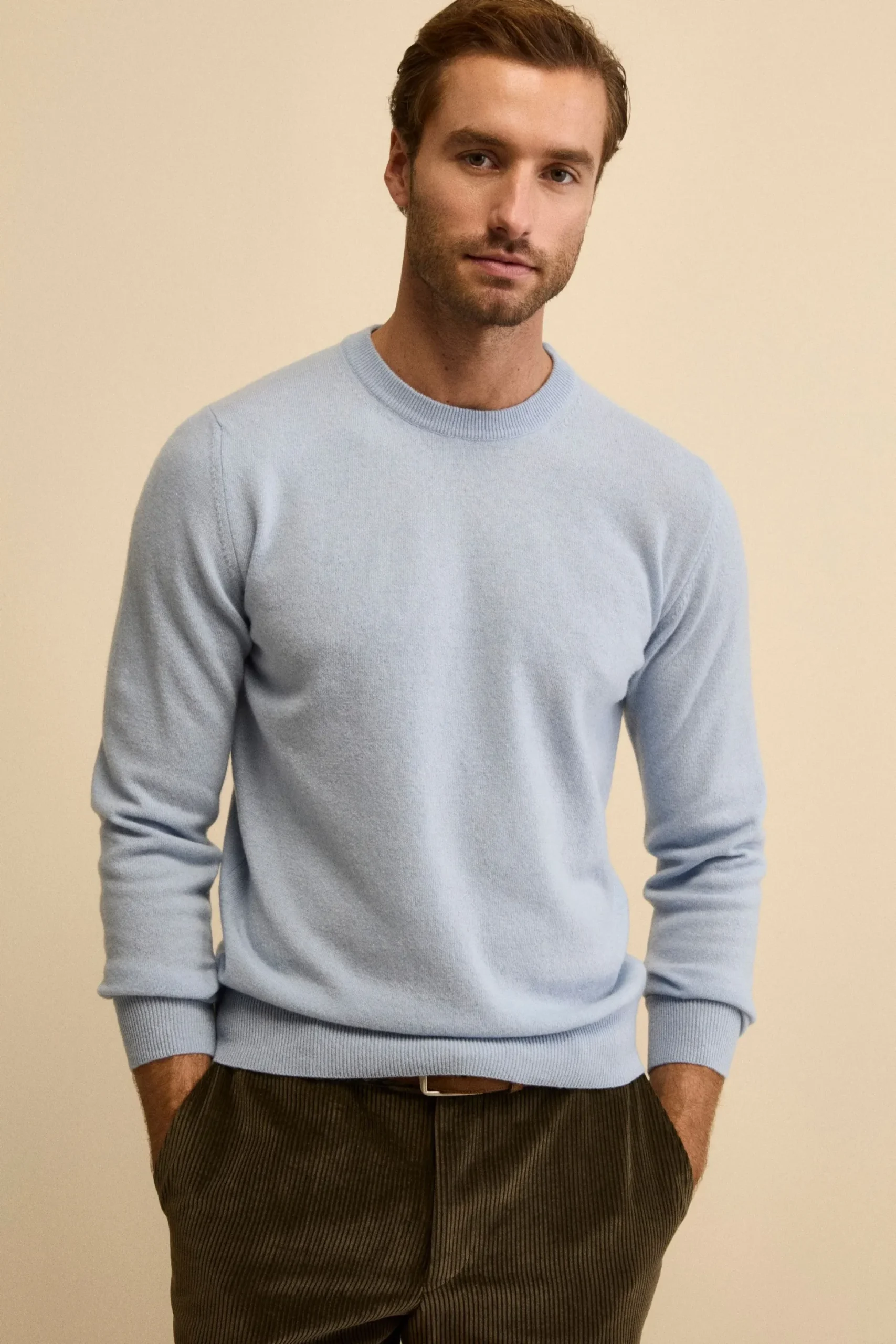 Maglia girocollo in lana - AZZURRO