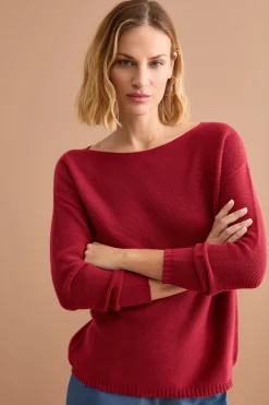 Maglia Links in Cotone con Scollo Barchetta - BORDEAUX