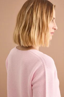 Maglia Scollo a V con Dettagli a Costine - ROSA