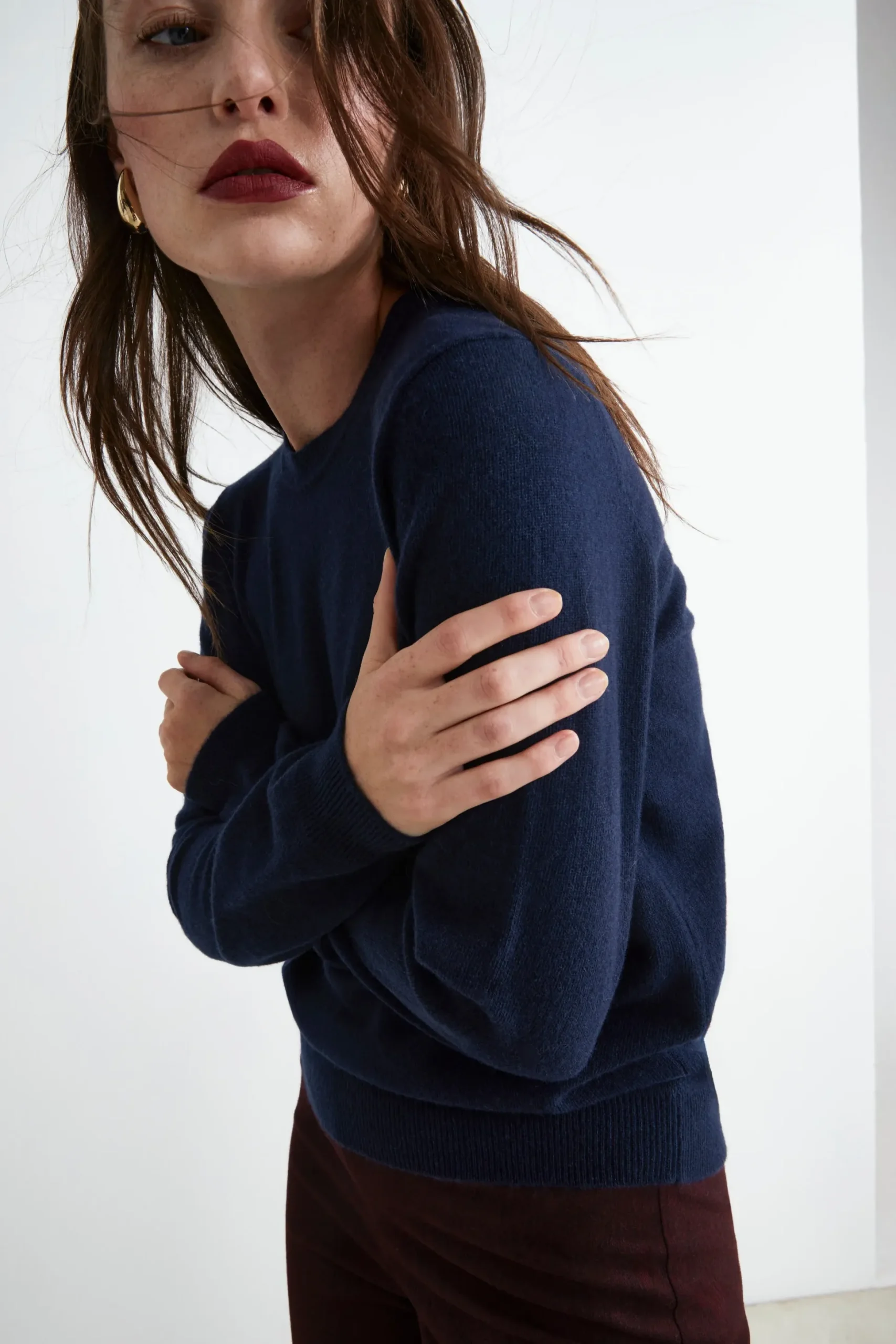 Maglioncino girocollo lana e cashmere - BLU
