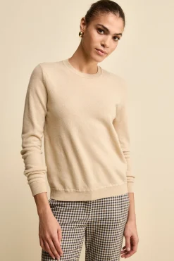 Maglioncino girocollo lana e cashmere - BEIGE