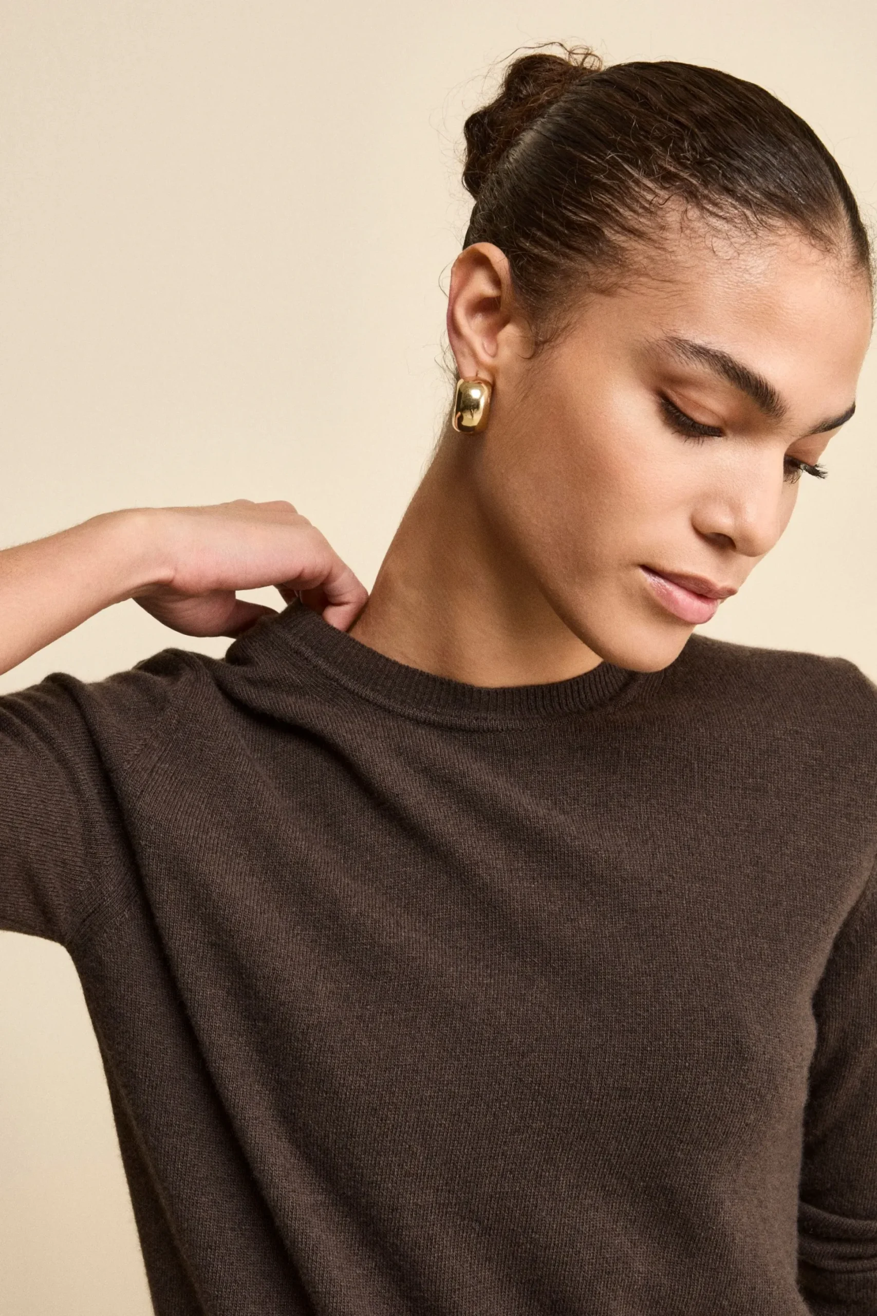 Maglioncino girocollo lana e cashmere - VISONE