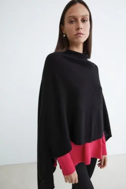 Mantella in cashmere da donna - NERO