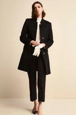 Pantalone a Sigaretta con Pieghe e Risvolto - NERO