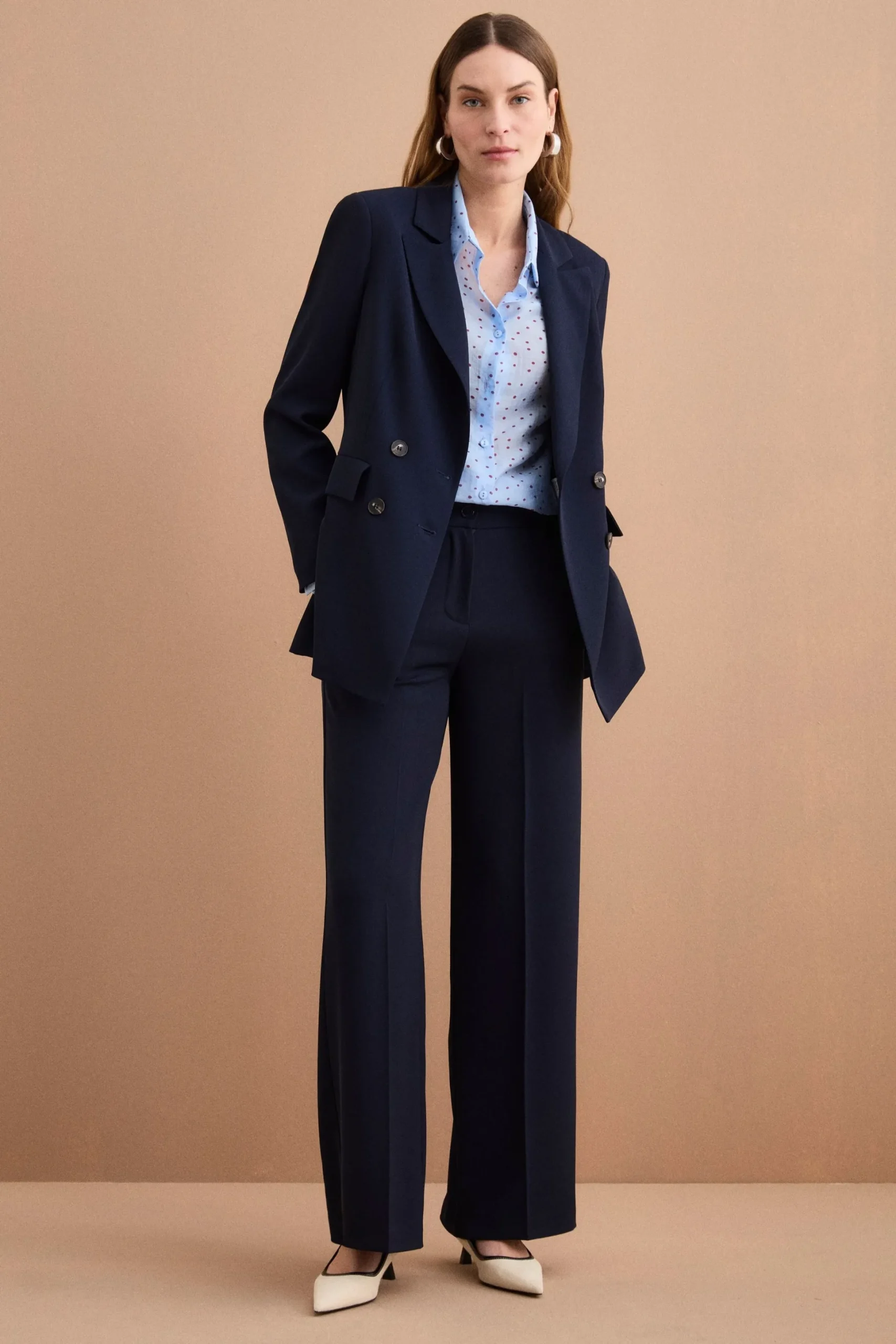 Pantalone Cady a Palazzo con Piega - BLU