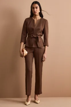 Pantalone Cerimonia a Sigaretta in Raso - CIOCCOLATO