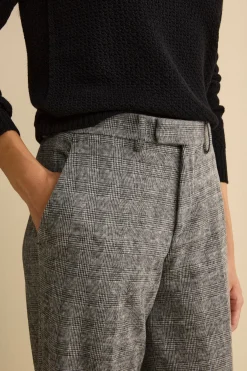 Pantalone Check a Palazzo con Pieghe - GRIGIO QUADRI