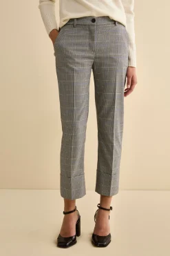 Pantalone Check a Sigaretta con Risvolto - GALLES GRIGIO