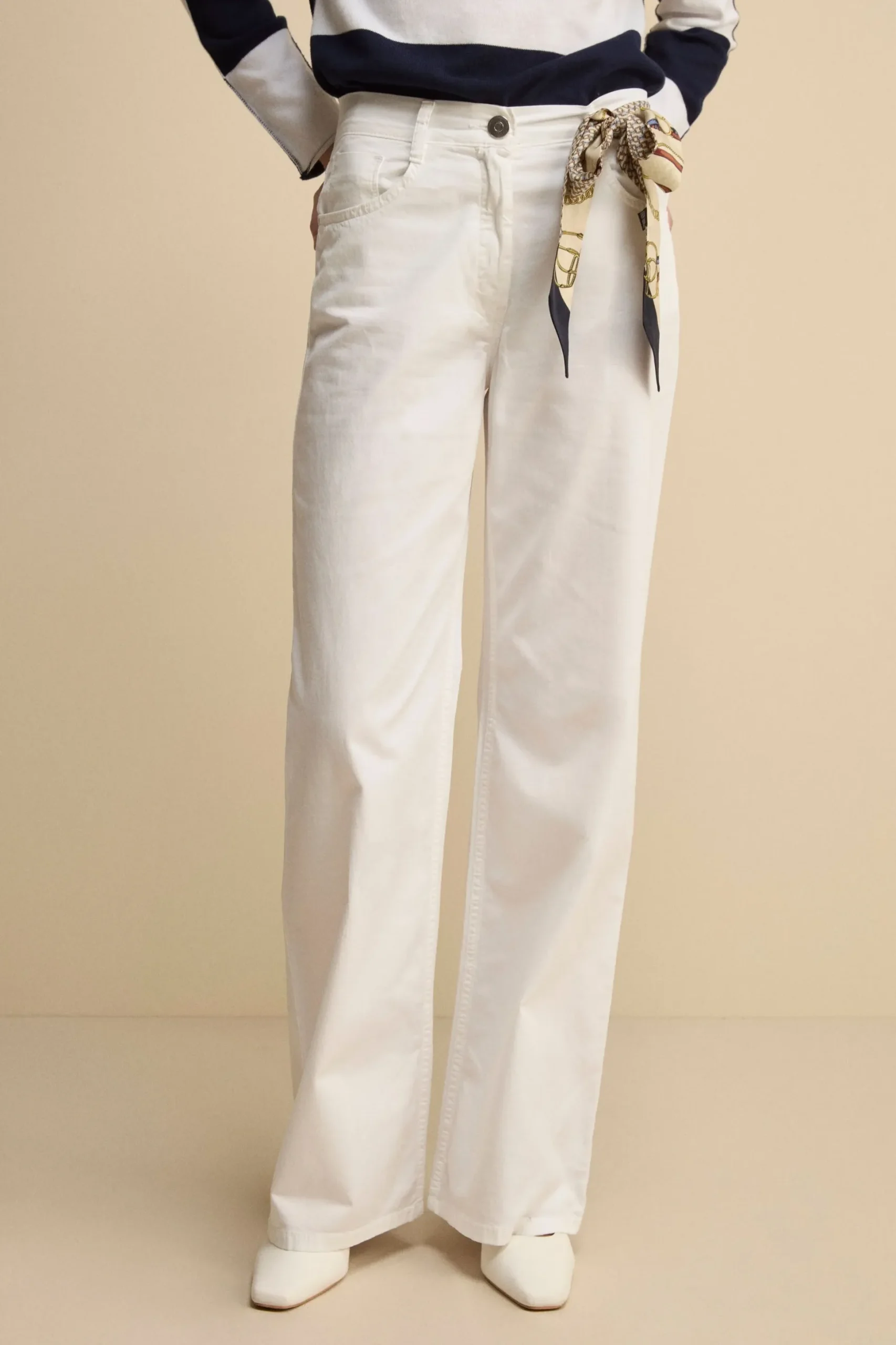 Pantalone Cinque Tasche a Gamba Larga - BIANCO