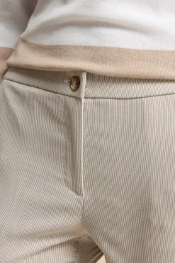 Pantalone Cropped in Bengalina - BEIGE RIGATO