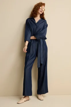 Pantalone Denim Over con Fusciacca - BLU