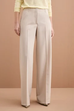 Pantalone Elegante a Palazzo con Piega - BEIGE