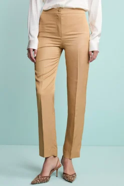 Pantalone Elegante a Sigaretta in Misto Lino - ORO