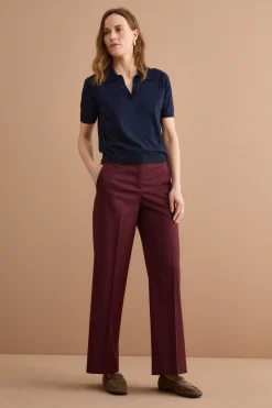 Pantalone Elegante con Gamba Larga in Lana Vergine - BORDEAUX