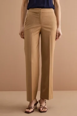 Pantalone Elegante con Gamba Larga in Lana Vergine - CAMMELLO