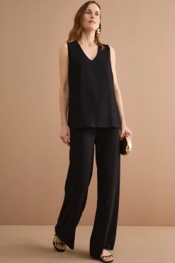 Pantalone Elegante da Cerimonia in Doppia Georgette - NERO