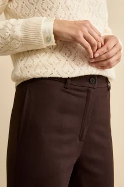 Pantalone Gamba Larga con Pieghe e Risvolto - T.MORO