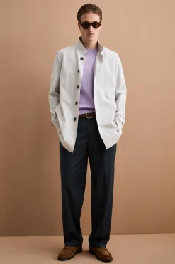 Pantalone Gamba Larga in Misto Lana con Piega - VERDE
