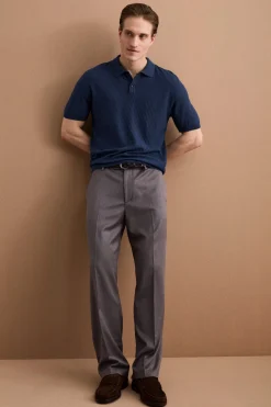 Pantalone Gamba Larga in Misto Lana con Piega - ANTRACITE