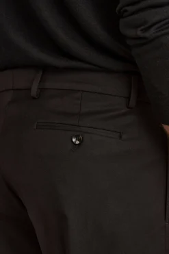 Pantalone Gamba Larga in Misto Lana con Pinces - NERO