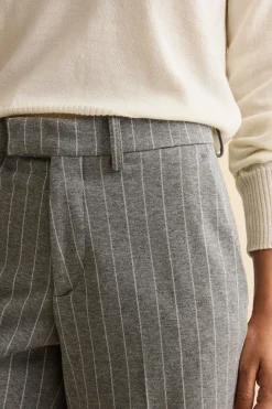 Pantalone Gessato a Gamba Larga - GRIGIO GESSATO