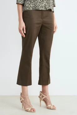 Pantalone in cotone mid-flare - KAKI