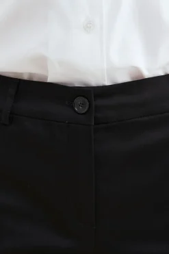 Pantalone in cotone mid-flare - NERO