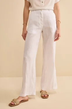 Pantalone in Lino a Gamba Larga - BIANCO
