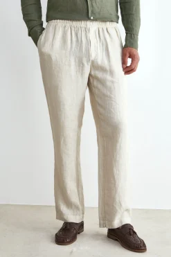 Pantalone in Lino con Coulisse - BEIGE