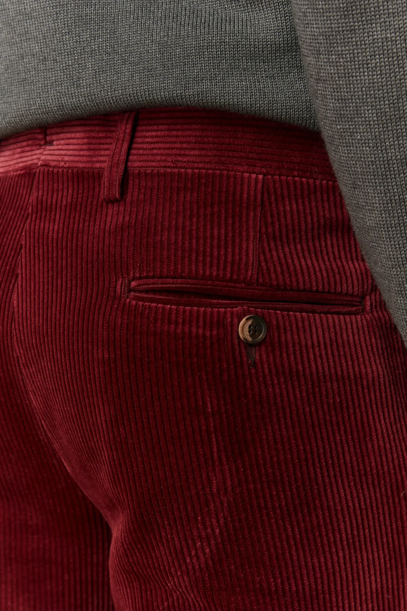Pantalone in Velluto Regular Fit - BORDEAUX