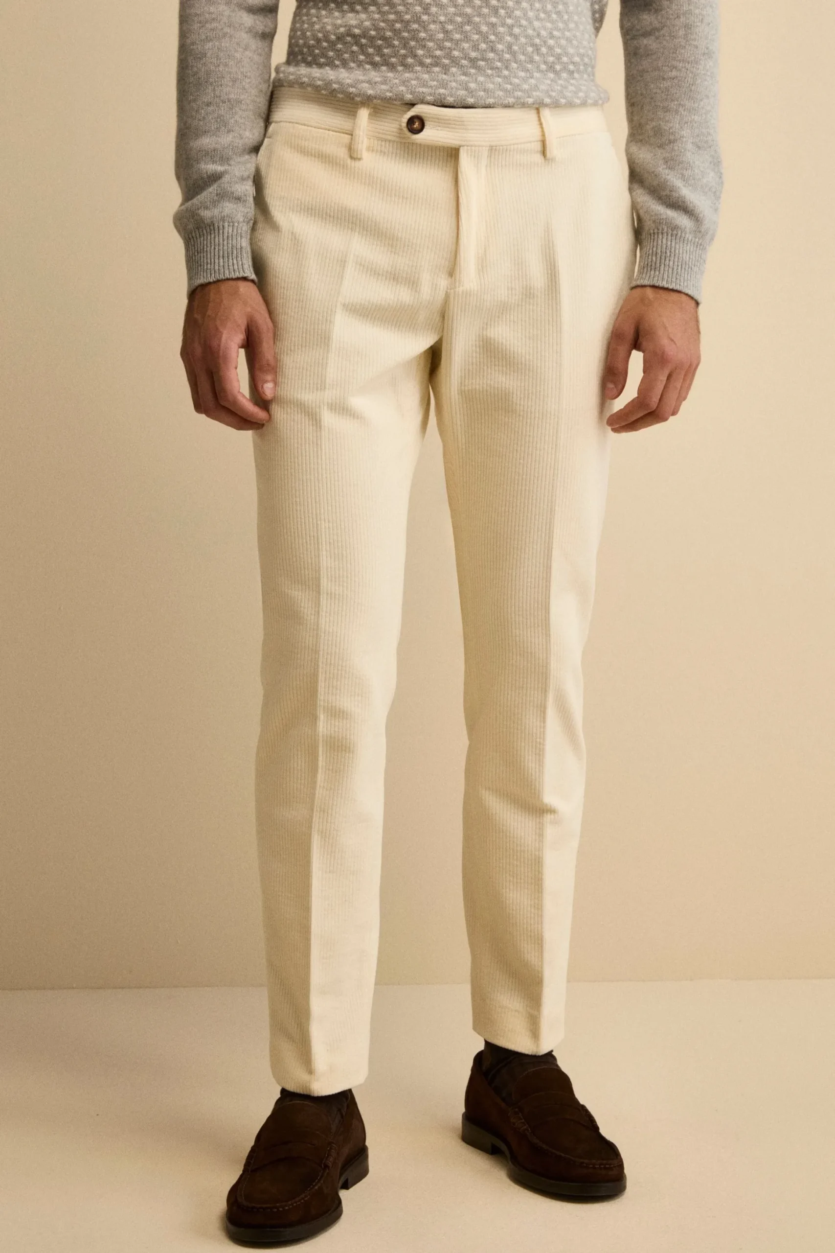 Pantalone in Velluto Regular Fit - BIANCO