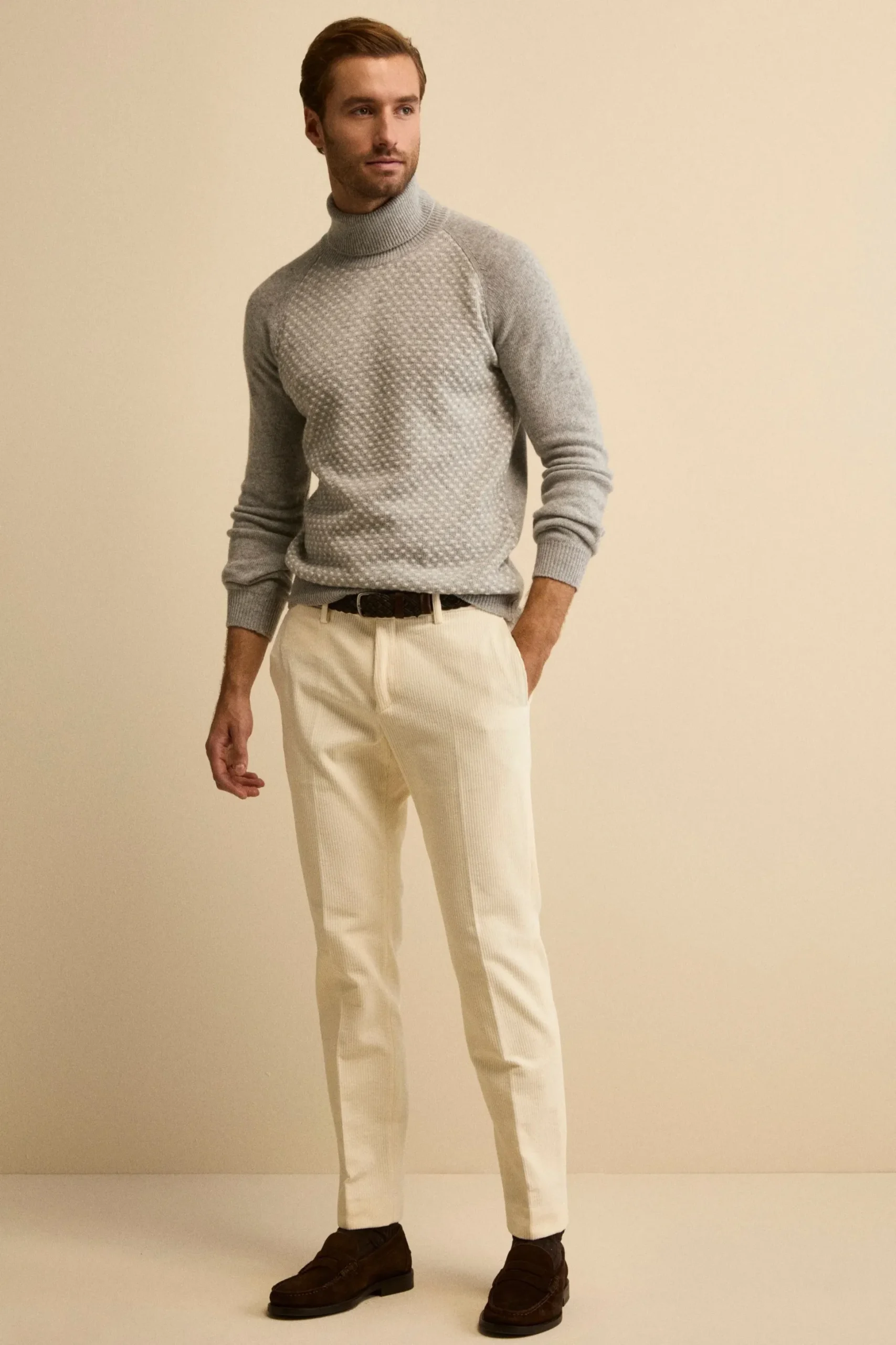 Pantalone in Velluto Regular Fit - BIANCO