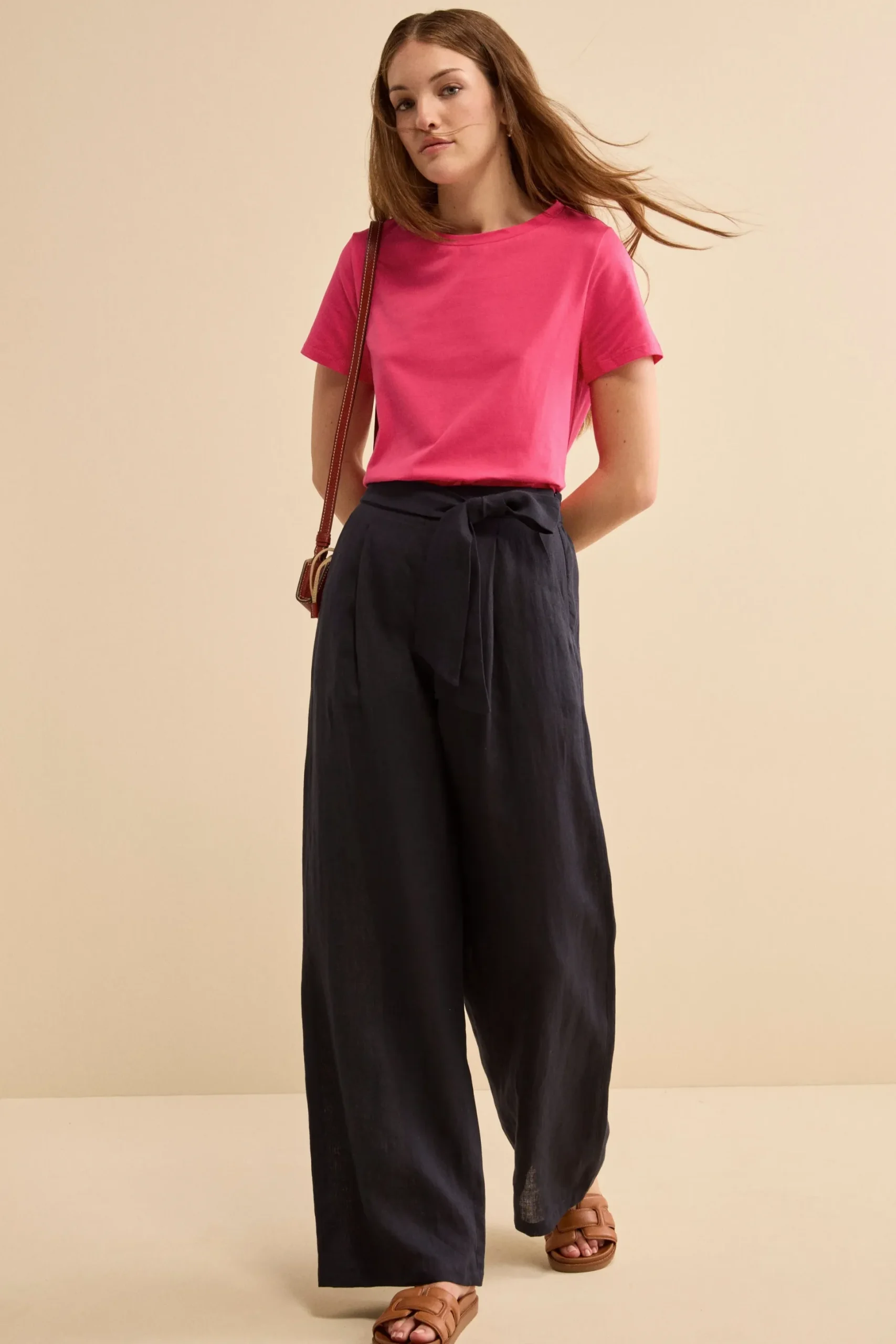 Pantalone Morbido in lino con Fusciacca - BLU