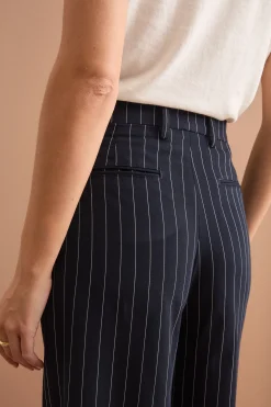 Pantalone Palazzo Gessato con Pinces - BLU GESSATO