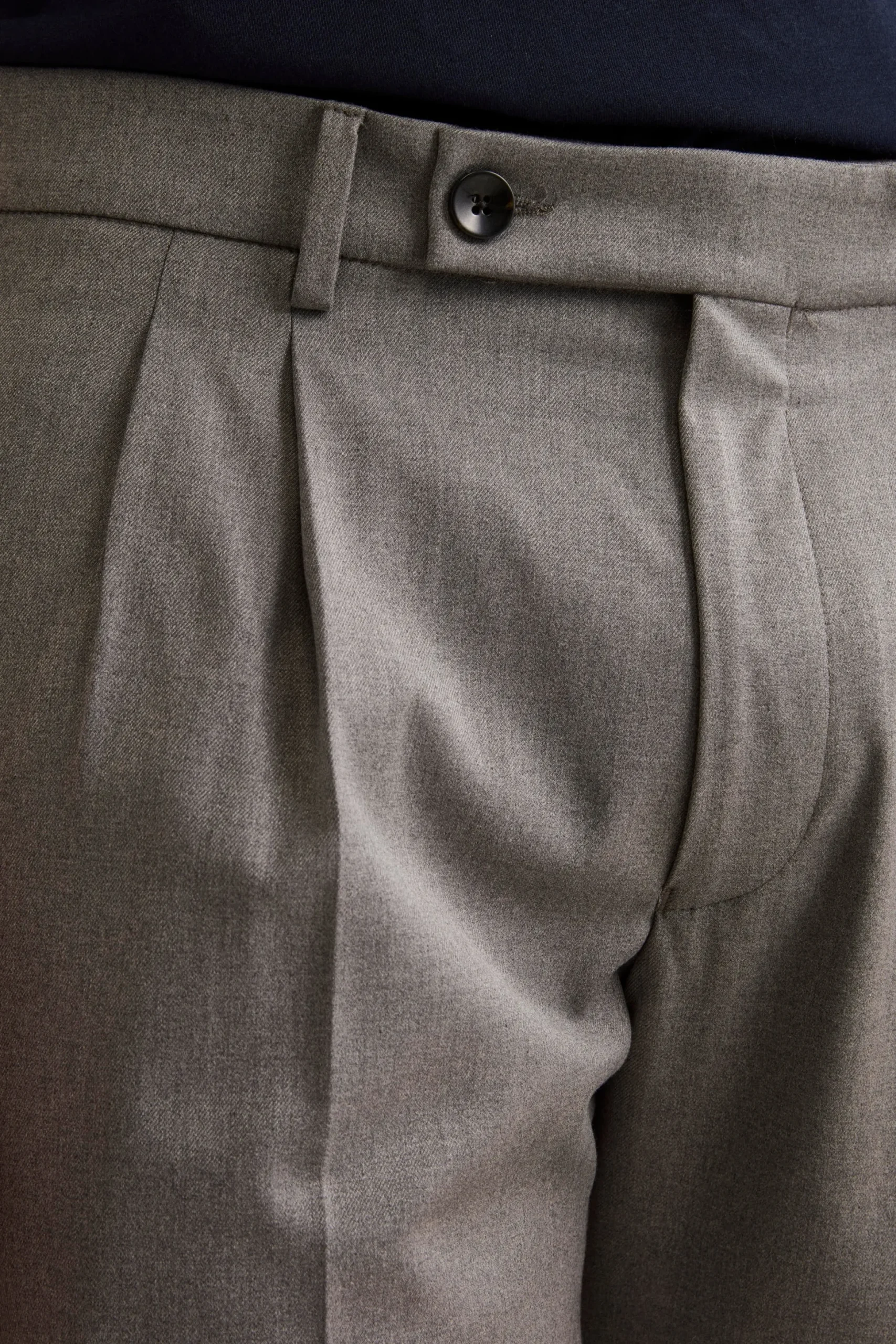 Pantalone Pinces Gamba Larga in Misto Lana - GRIGIO MELANGE